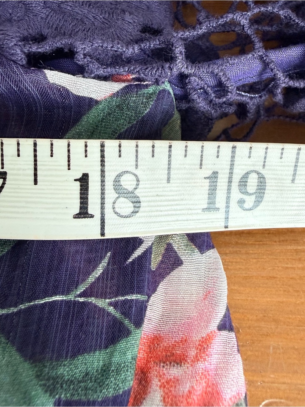 Aratta Silent Journey Wrap Kimono Crocheted Bell Sleeve Purple Floral Dress Sz S - Picture 10 of 10